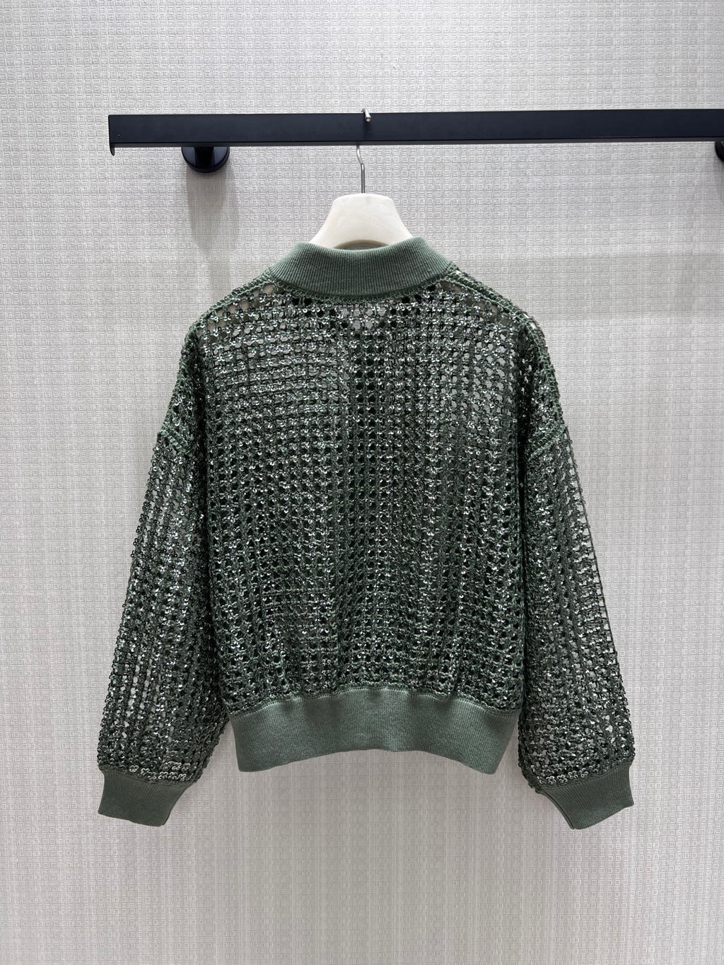 BC Dazzling Net Embroidery Cardigan Green Linen 402803