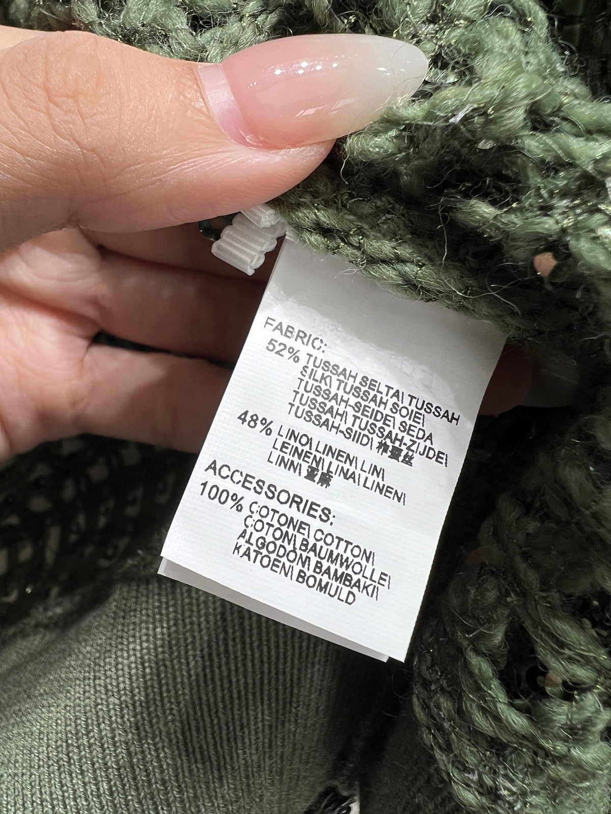 BC Dazzling Net Embroidery Cardigan Green Linen 402803