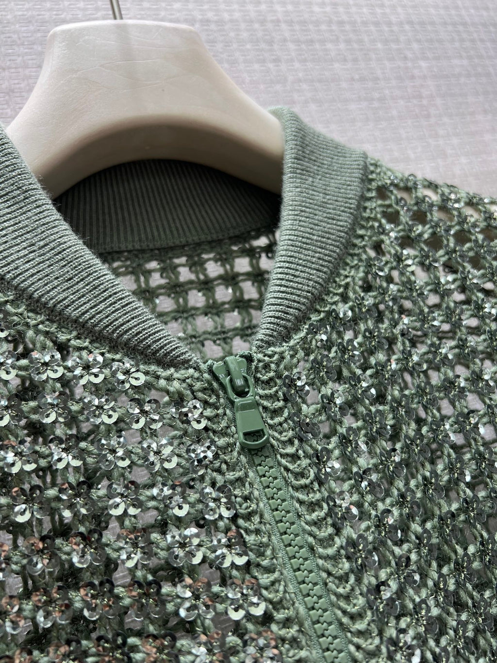 BC Dazzling Net Embroidery Cardigan Green Linen 402803