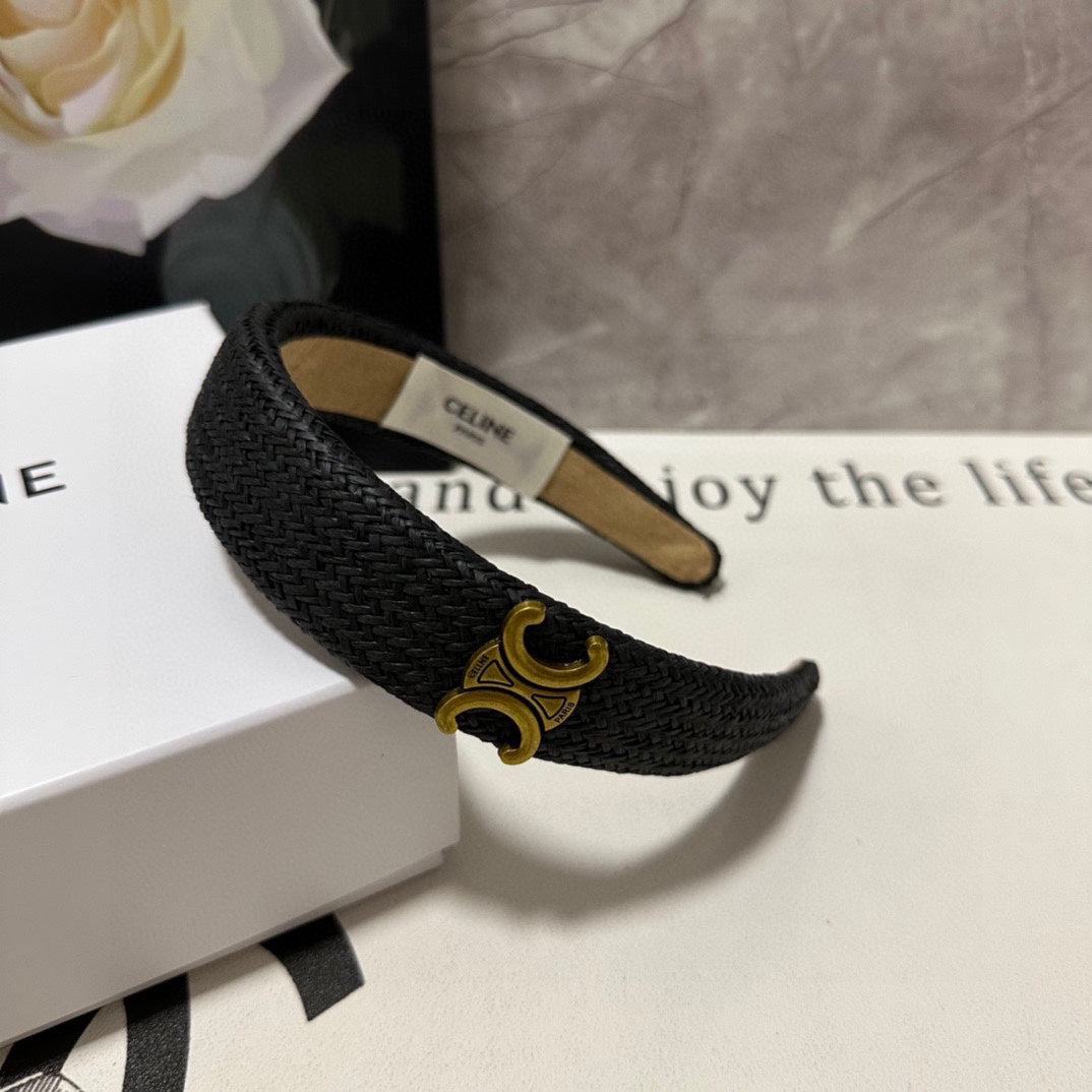 BLACK RAFFIA WOVEN HAIRBAND 400479