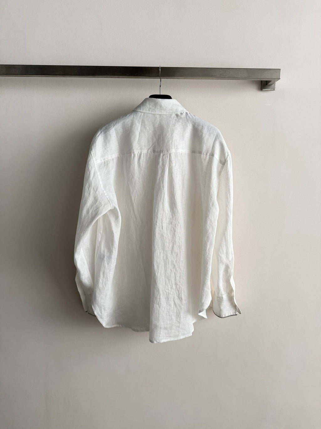 Brunello Long-Sleeved Shirt White Linen 352914