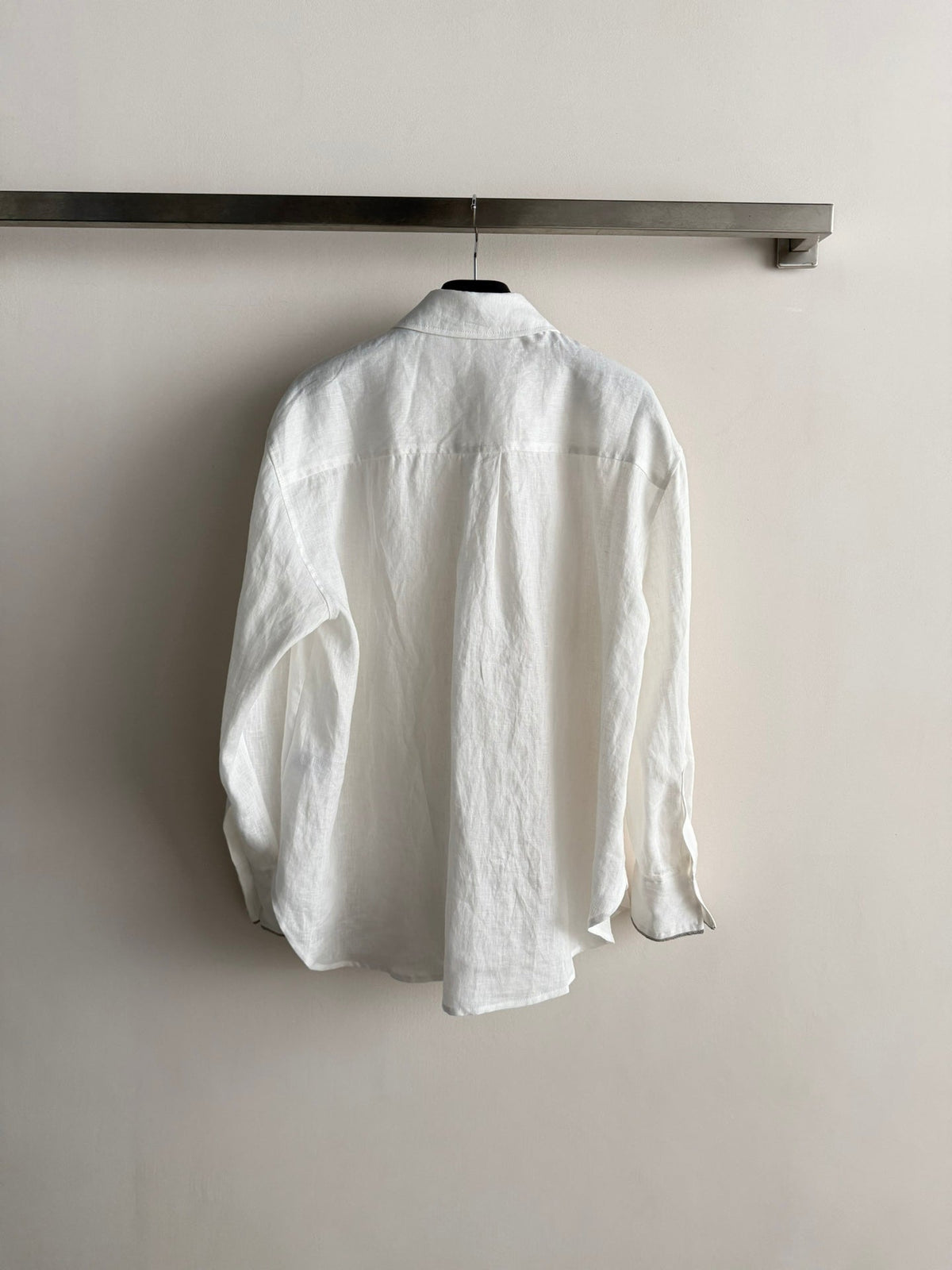 Brunello Long-Sleeved Shirt White Linen 352914