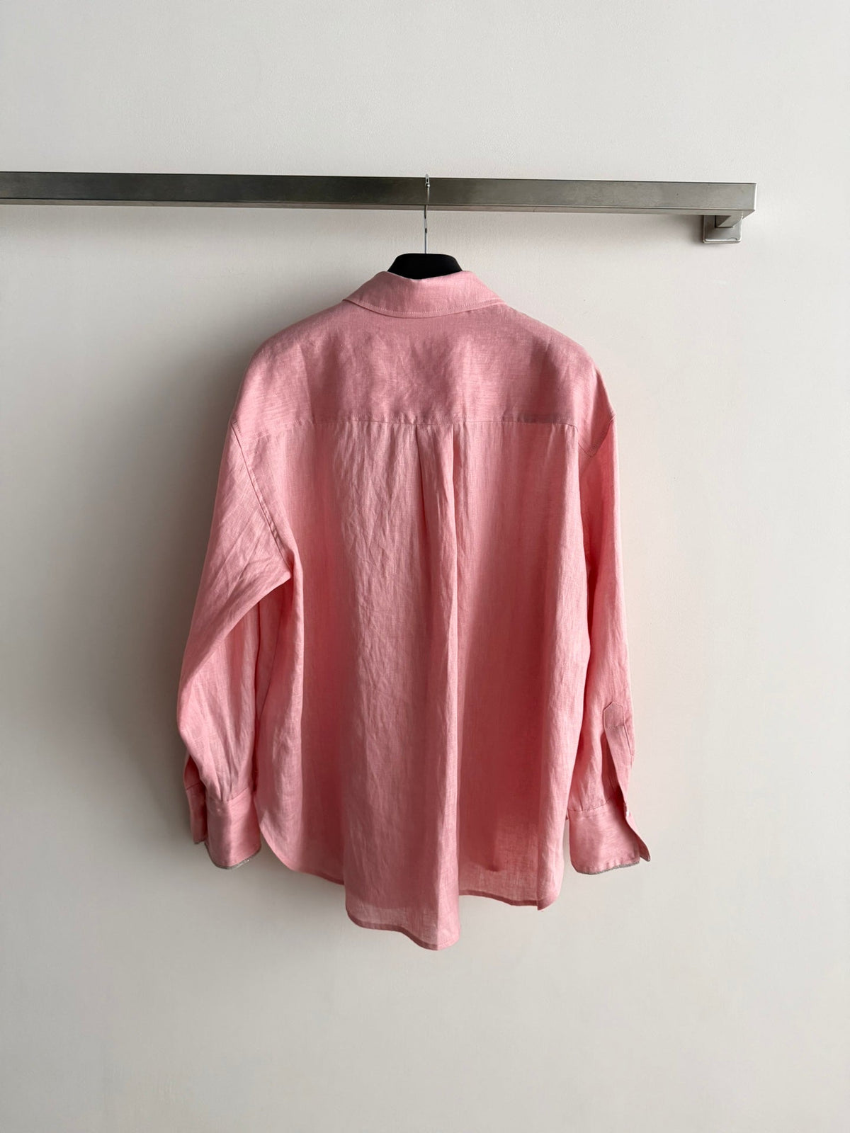 Brunello Long-Sleeved Shirt Pink Linen 352915