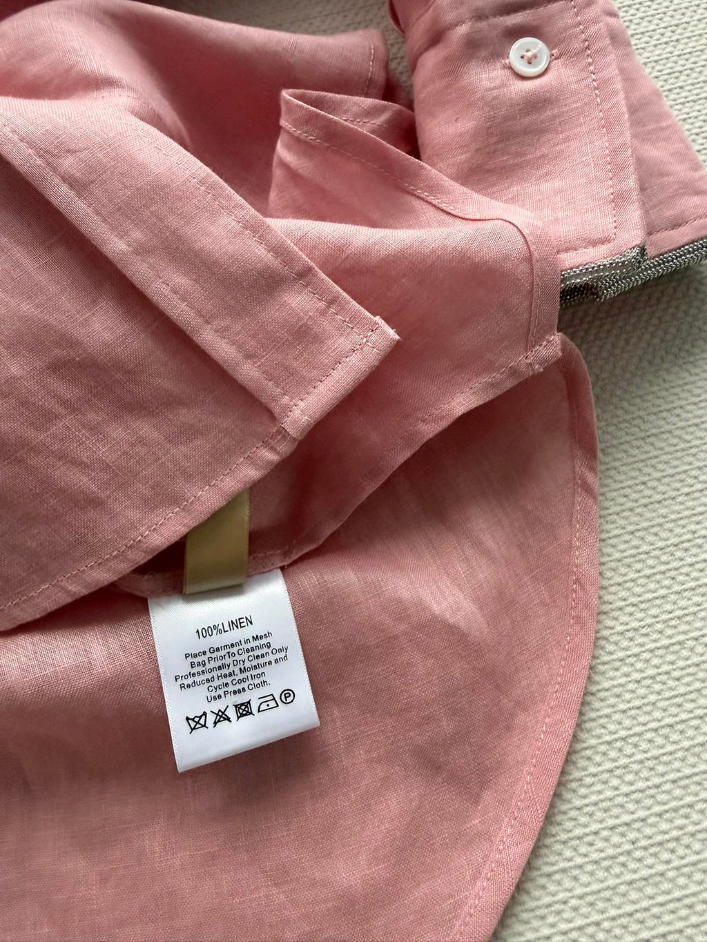 Brunello Long-Sleeved Shirt Pink Linen 352915