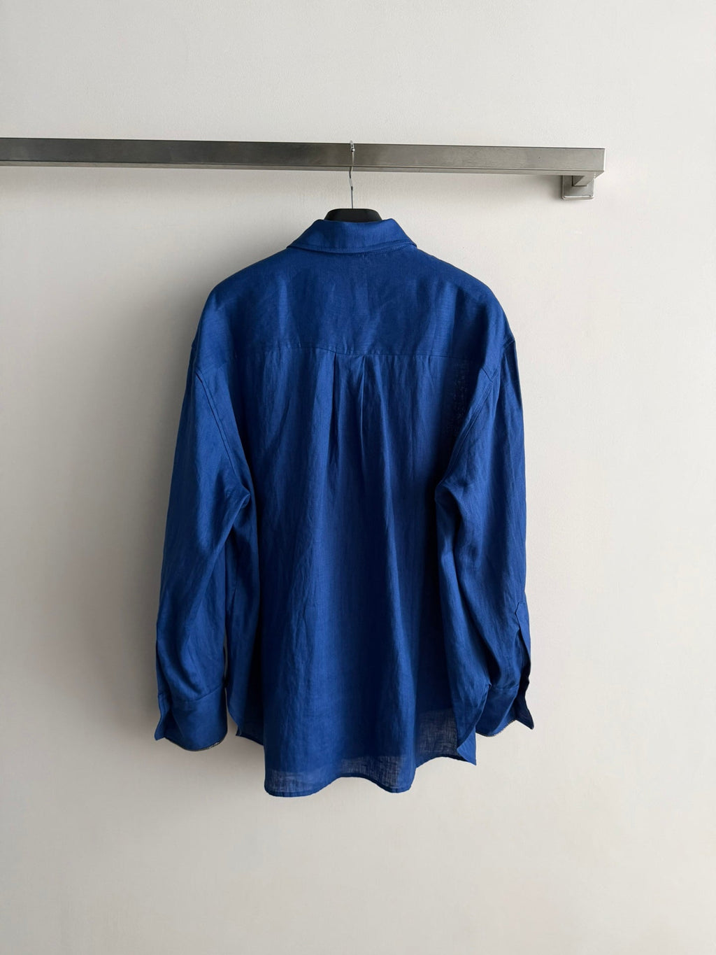 Brunello Long-Sleeved Shirt Blue Linen 352917
