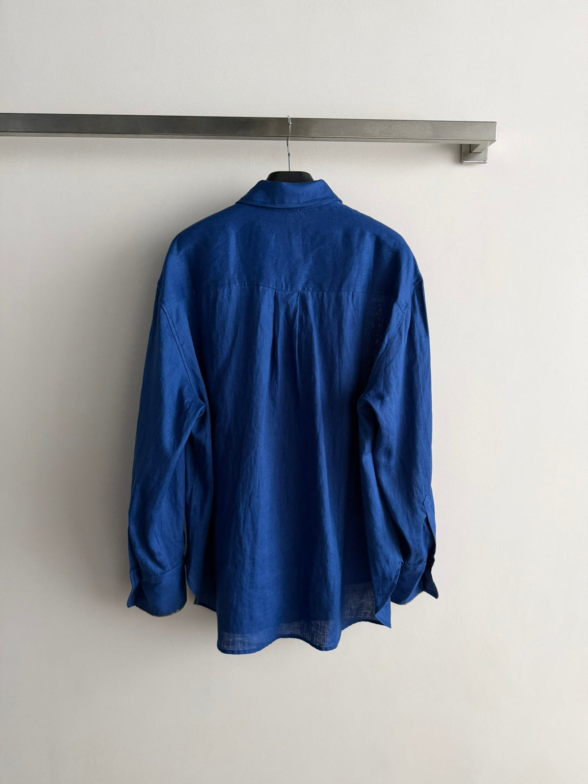 Brunello Long-Sleeved Shirt Blue Linen 352917