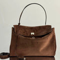 Balenciaga Large Rodeo Bag 40 Coffee Brown Suede Sliver Hardware