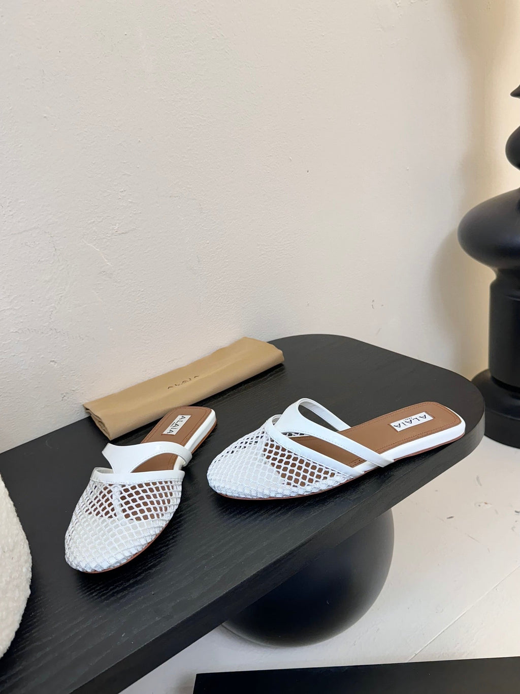 Alaia Fishnet Mule White Leather 235517