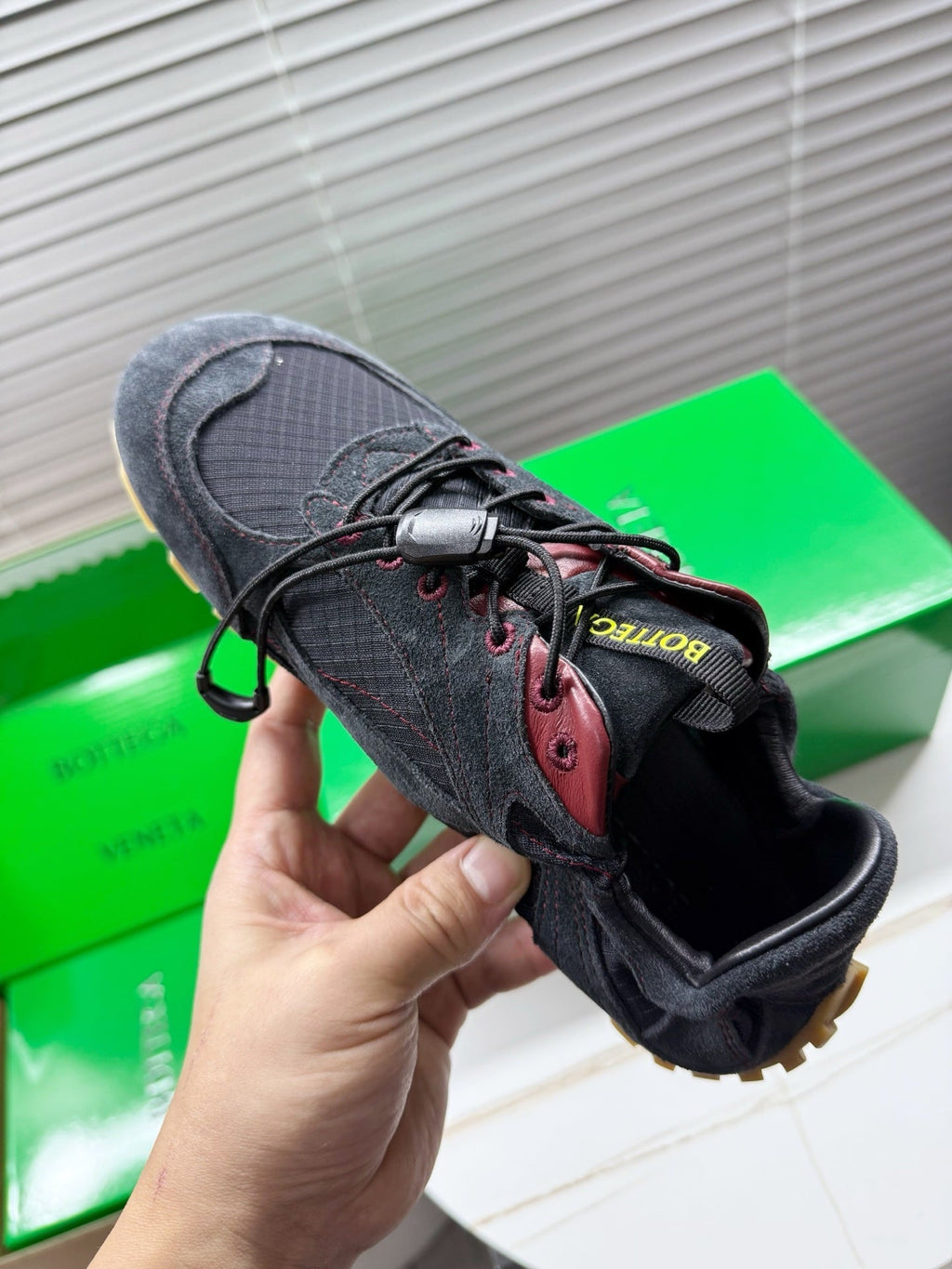 BV Orbit Flash Sneaker Black Suede & Nylon Lace-Up 609403