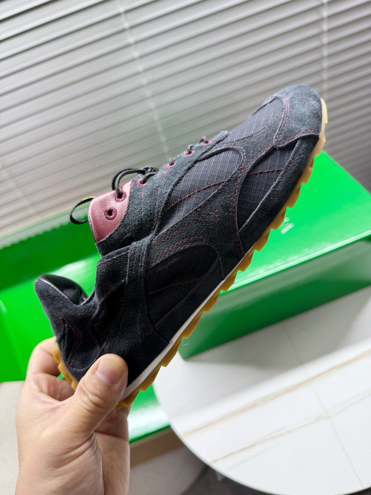 BV Orbit Flash Sneaker Black Suede & Nylon Lace-Up 609403