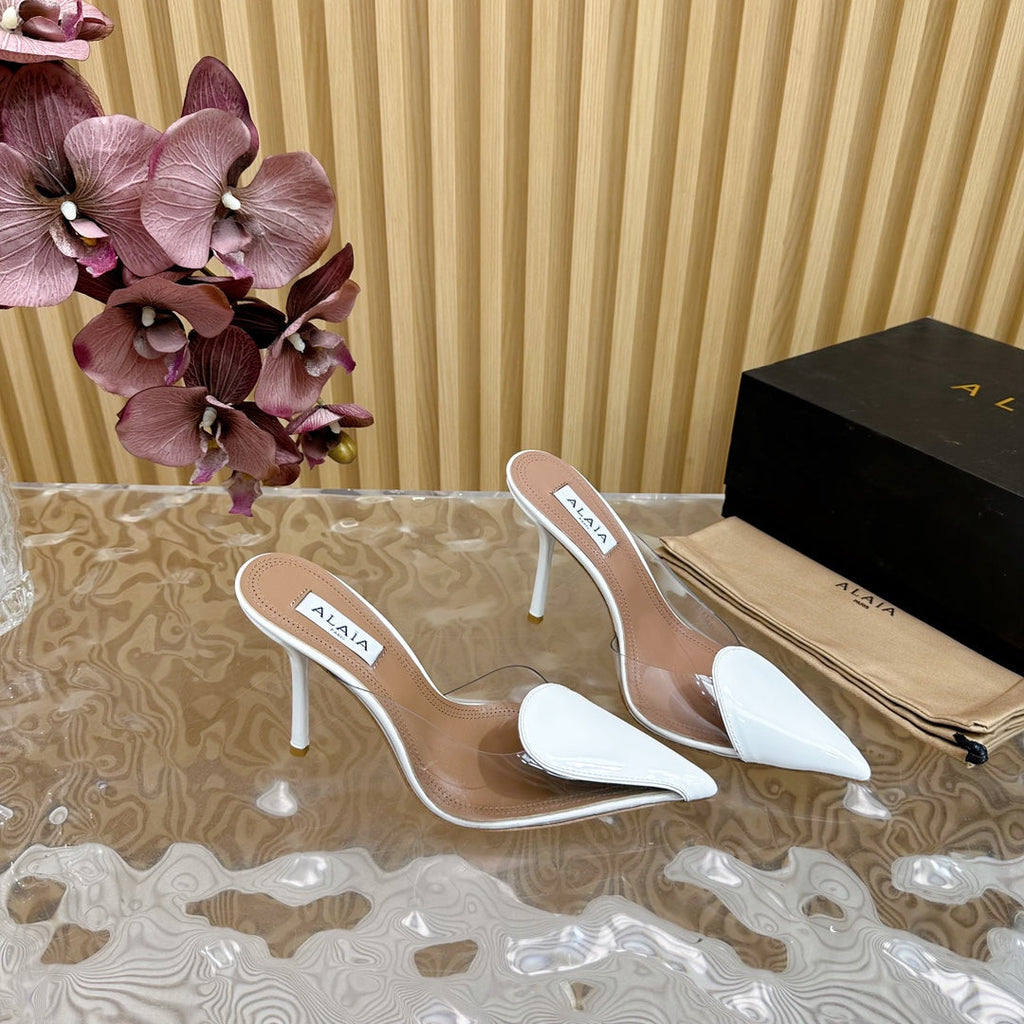 Alaila Mule 100mm In White Lambskin 957210