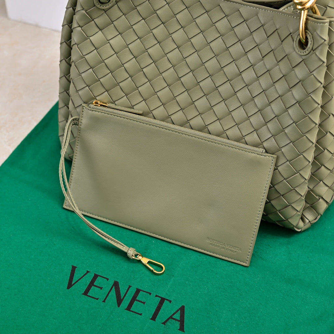 BV 26s Parachute Bag Sage Green Intrecciato Leather 291405