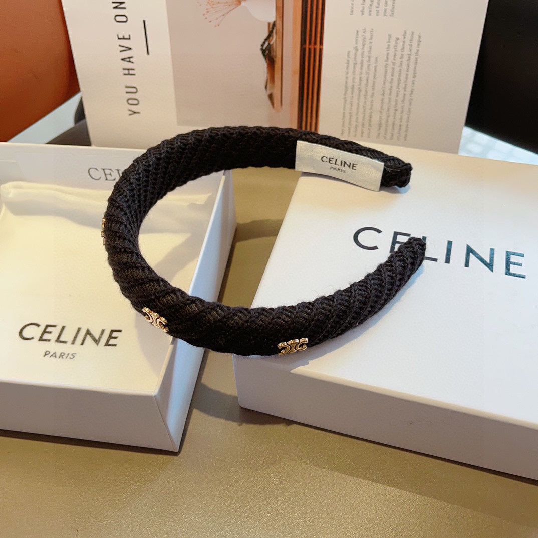 BLACK WOOL FABRIC HAIRBAND 402917