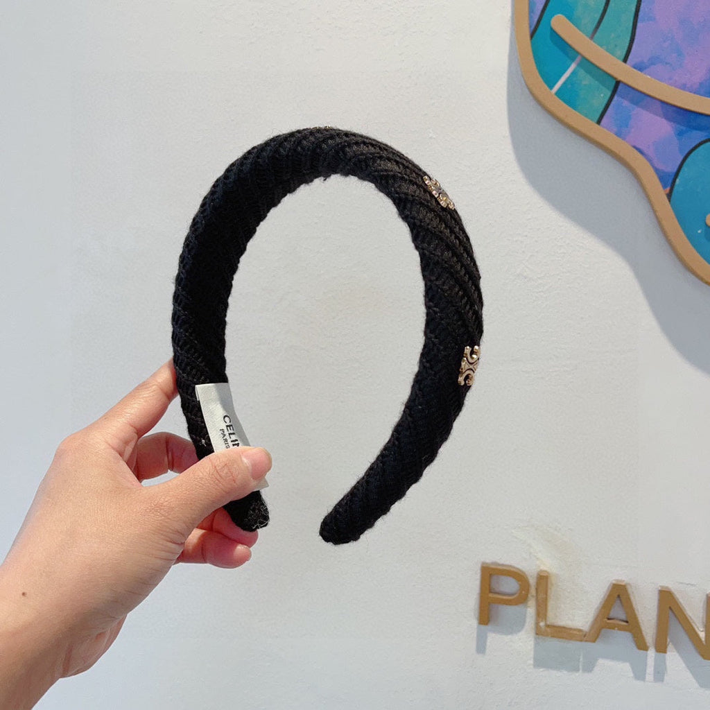 BLACK WOOL FABRIC HAIRBAND 402917