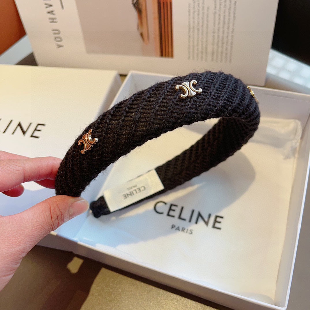 BLACK WOOL FABRIC HAIRBAND 402917