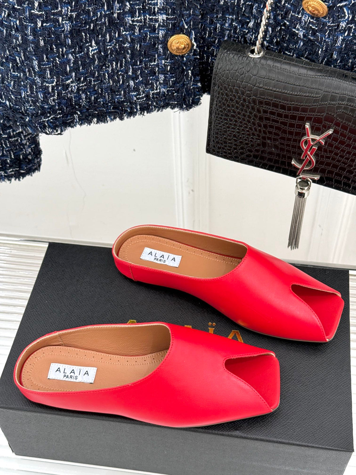 Alaia Slipper Red Calfskin 293196