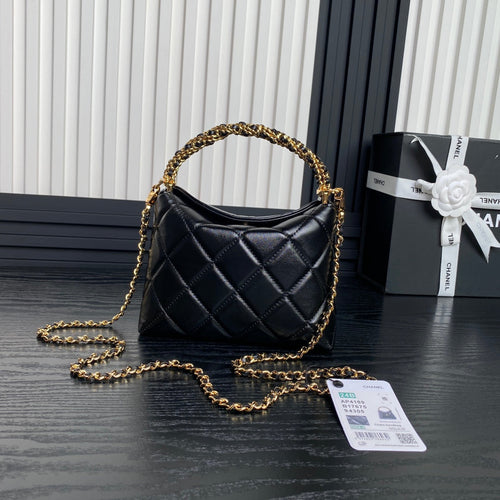 CC 24B Hobo Lunch Bag Black Calfskin 286206