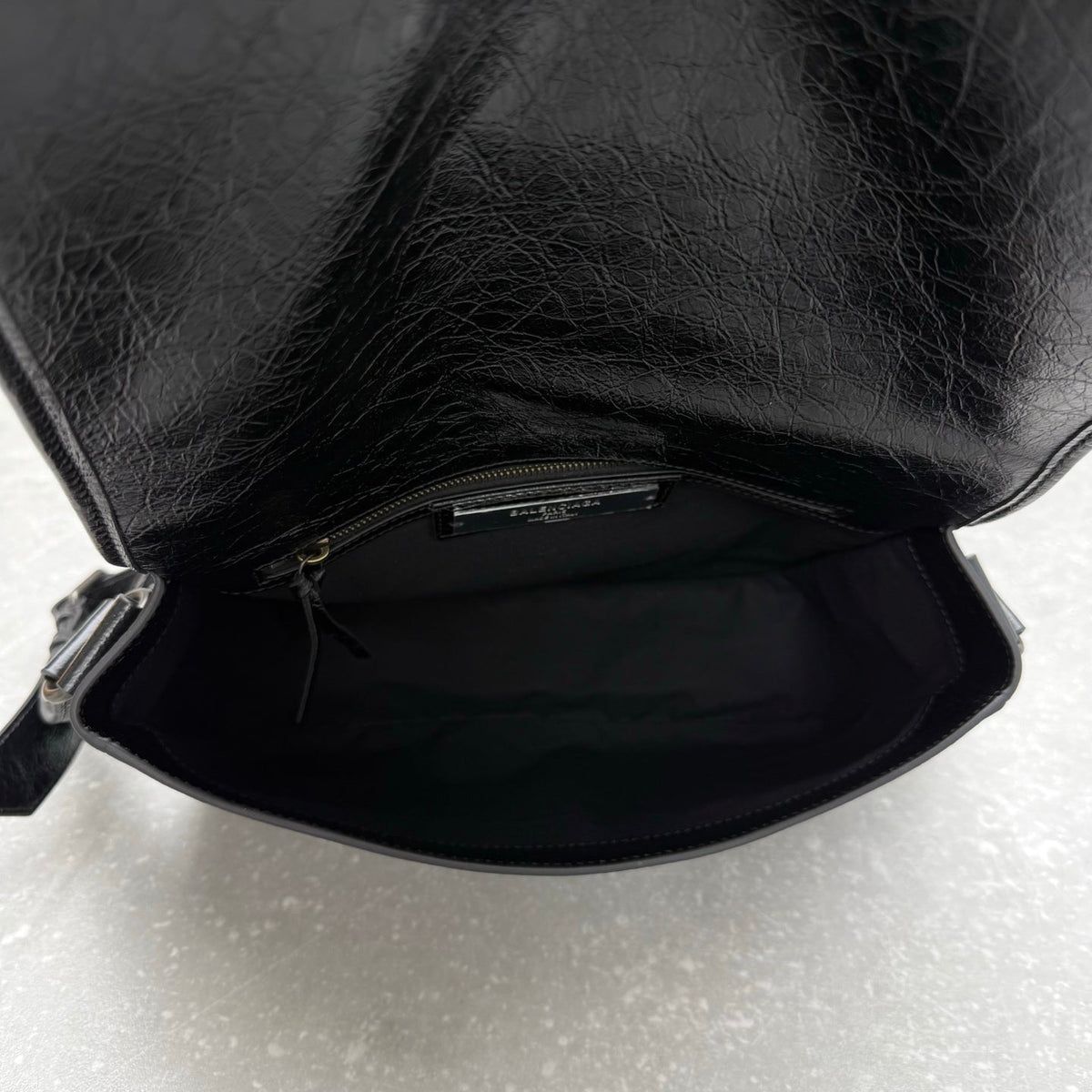 Balenciaga Le City Small Flap Messenger Bag Black Oil Wax Leather