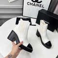 CC 25 Chelsea Ankle Boots With Chain 85mm White Black Sheepskin 374033