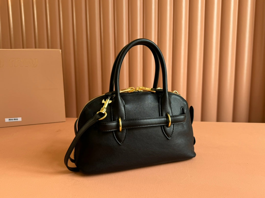 Briarwood Aventure Nappa Leather Top-handle Bag 28cm Black 231056