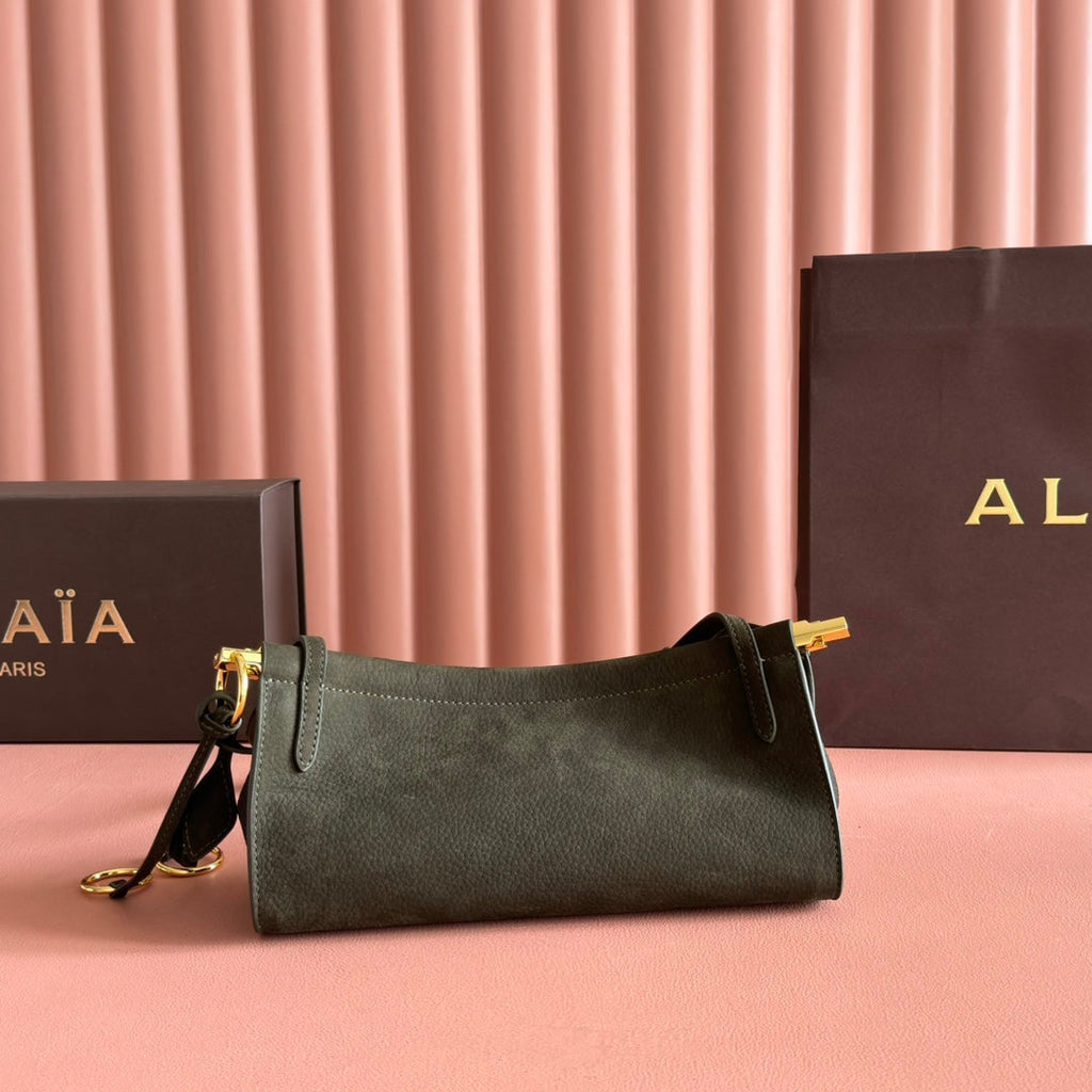 Alaia Le Click East West Small Bag 25cm Olive Green Cowhide