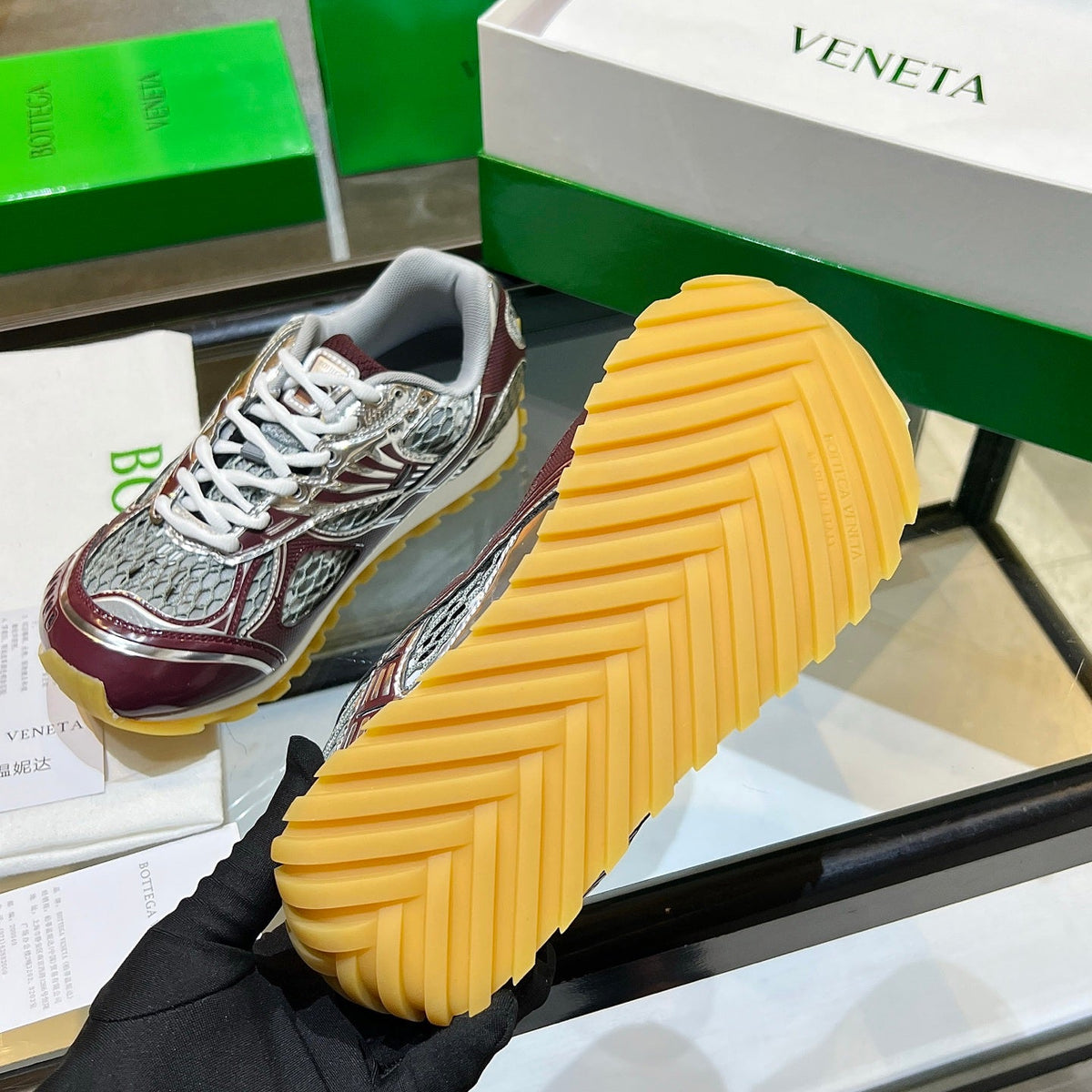 BV 26s Orbit Flash Sneaker Sliver Coffee Mesh Leather 735923