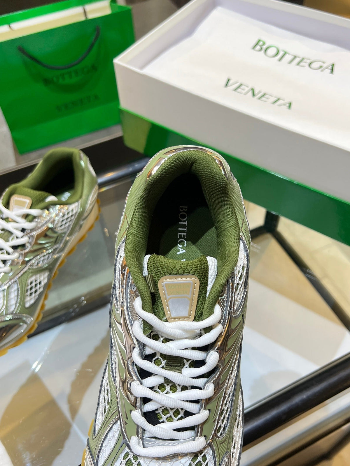BV 26s Orbit Flash Sneaker White Green Mesh Leather 735928