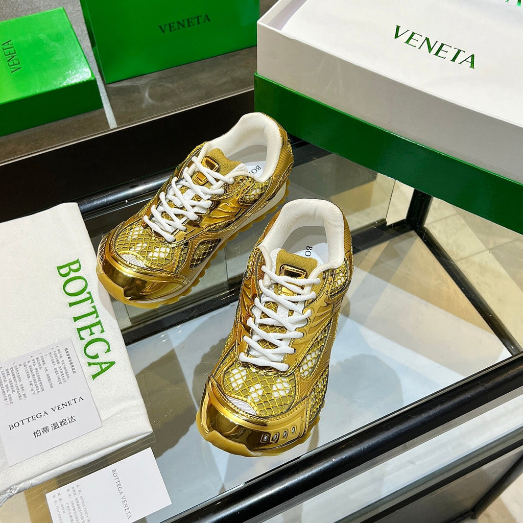BV 26s Orbit Flash Sneaker Gold Metallic Leather 735930
