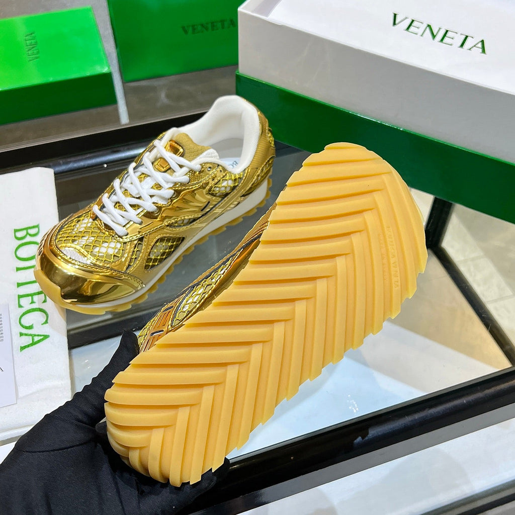 BV 26s Orbit Flash Sneaker Gold Metallic Leather 735930