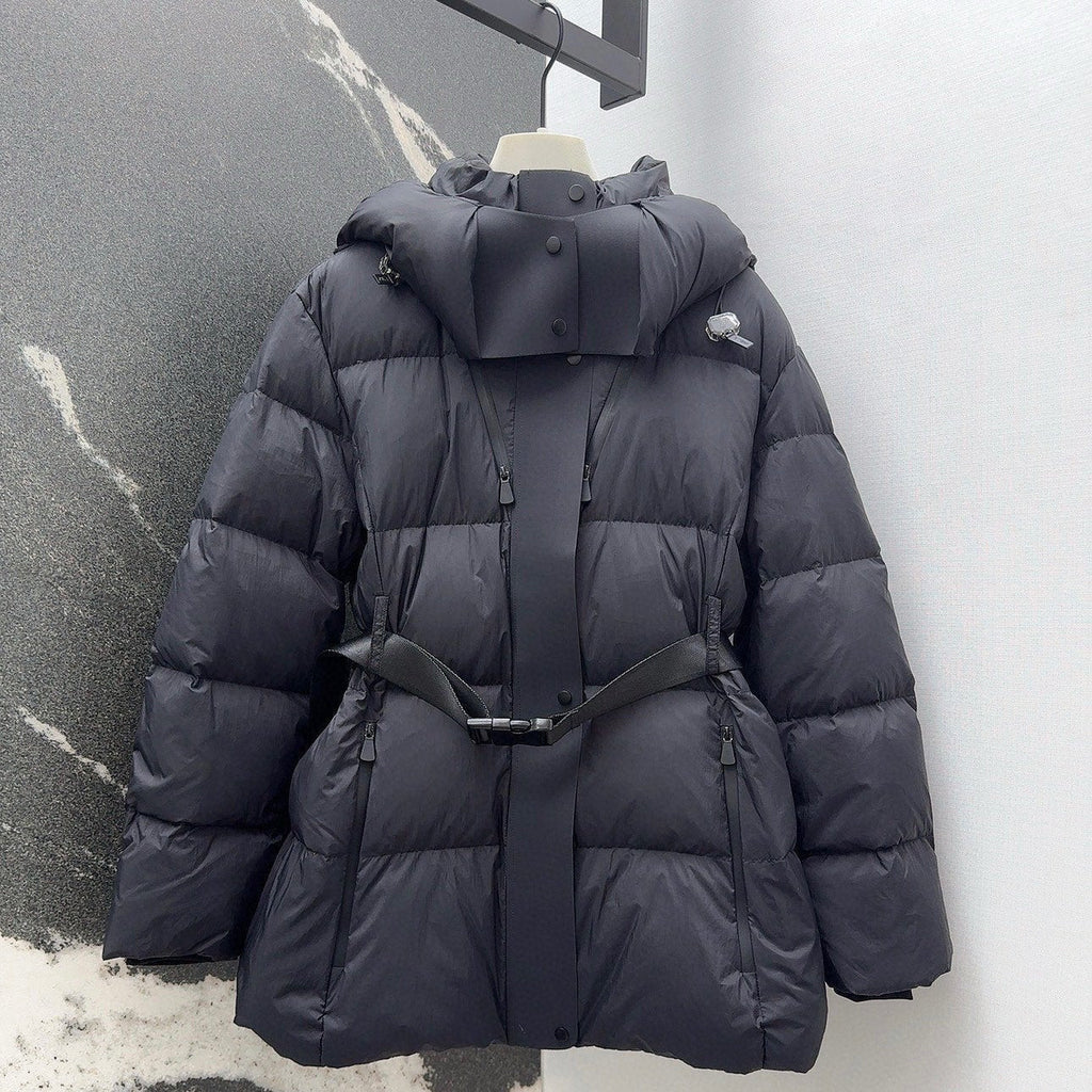 Burberry 25 Stand Collar Hooded Down Jacket Black Polyester