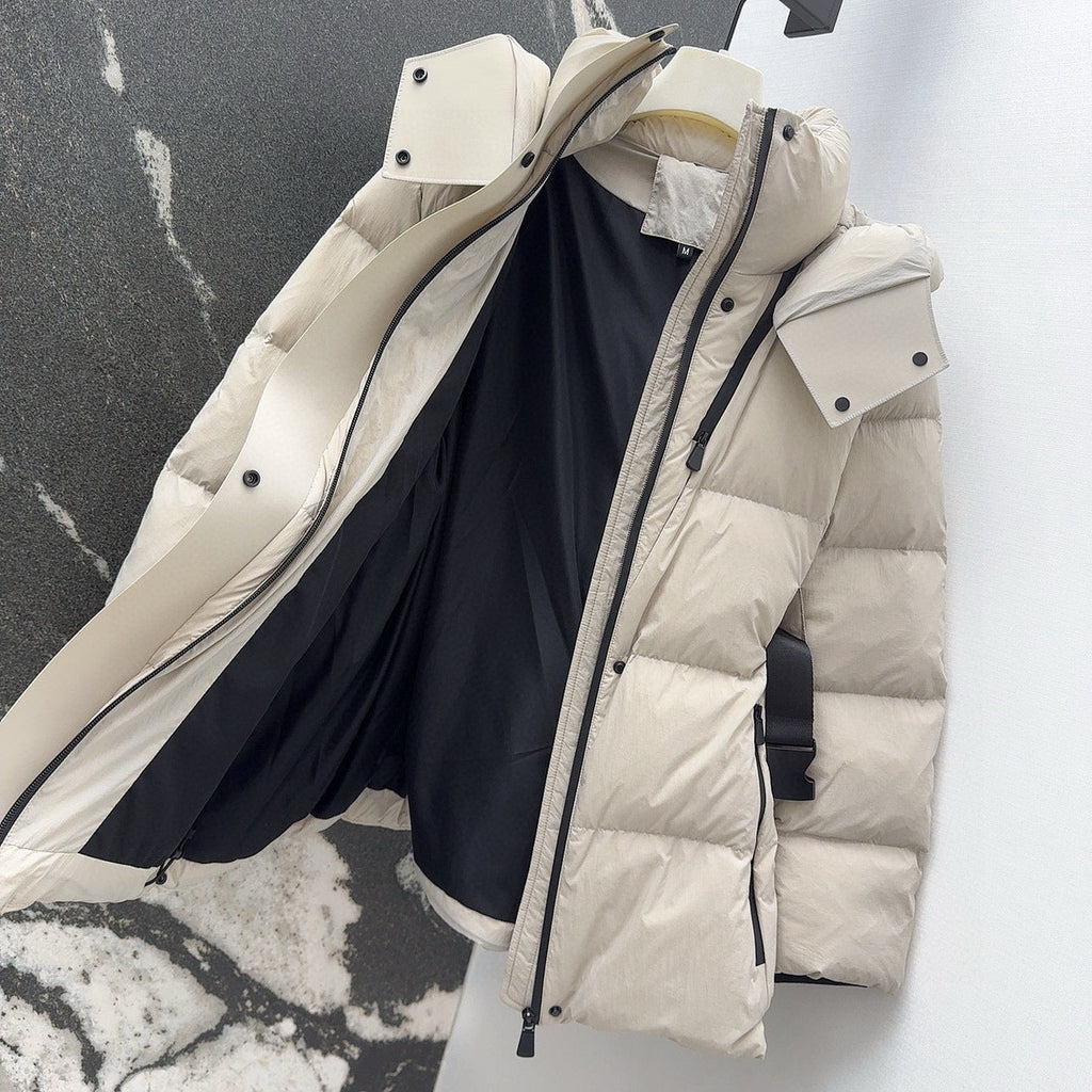 Burberry 25 Stand Collar Hooded Down Jacket White Polyester