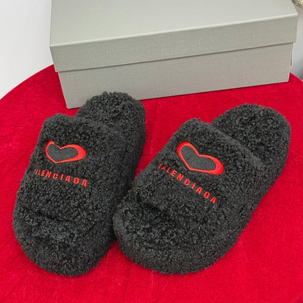 Balenciaga 25s slippers black red wool 467706