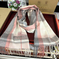 BBR Long Scarf 180CM Dark Pink Grey Cream Cashmere 153137