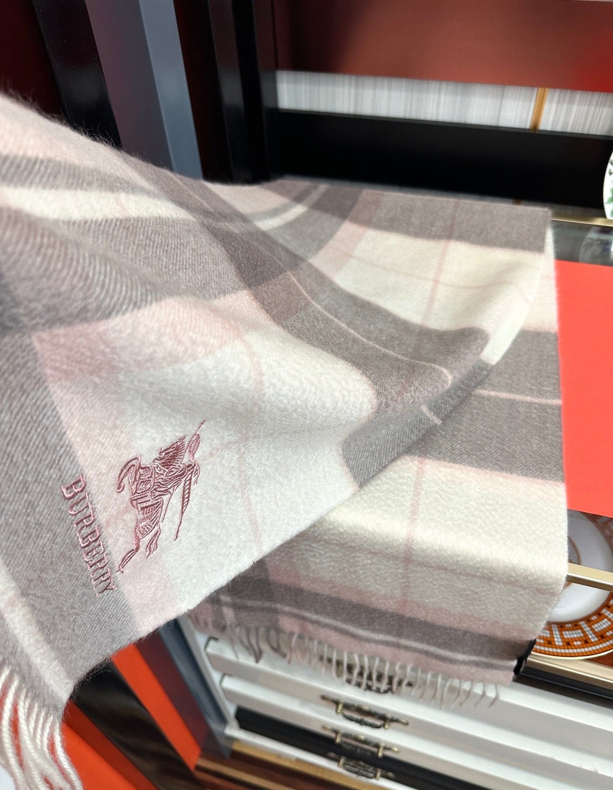 BBR Long Scarf 180CM Pink Grey Cream Cashmere 153138