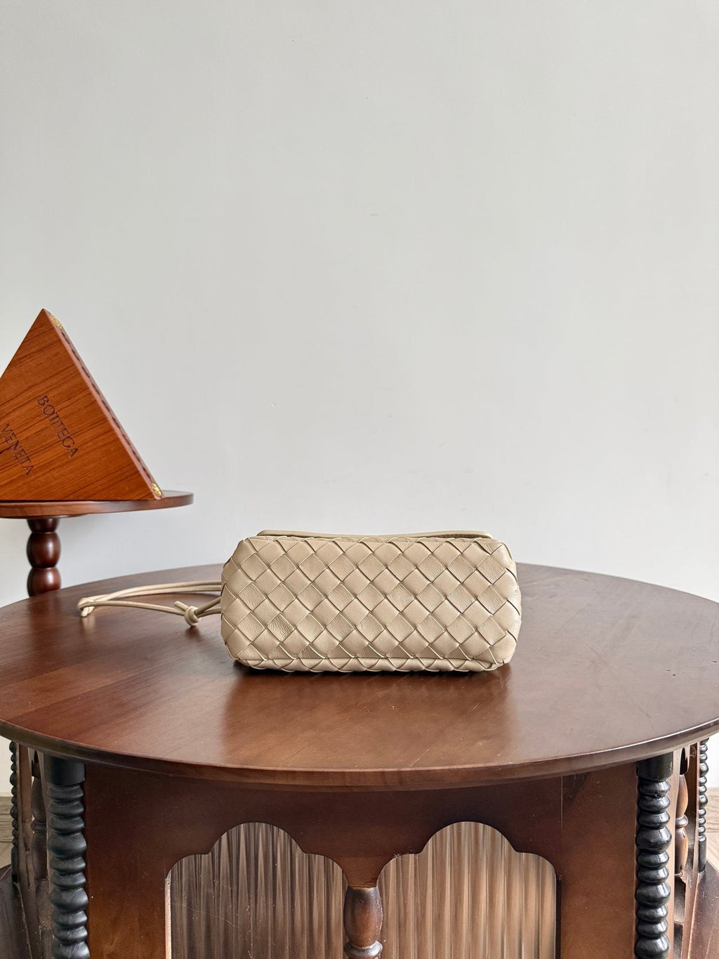 BV Notturno Flap Bag Cream Intrecciato Leather