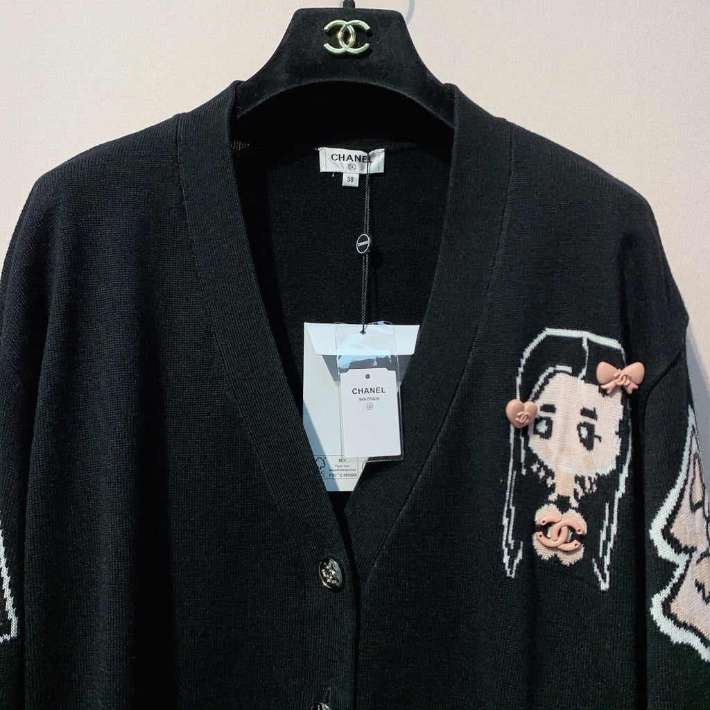 CC 25 Cardigan White And Black Cotton 287524