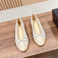 ballet flat white grey tweed beige lambskin