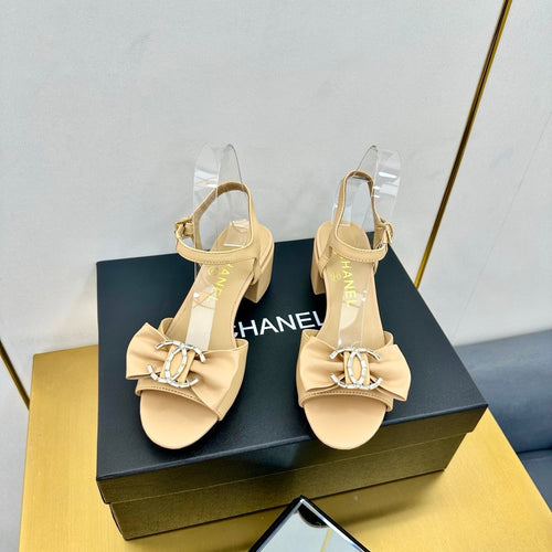 cc 25 bow sandal 50mm beige sheepskin 238486