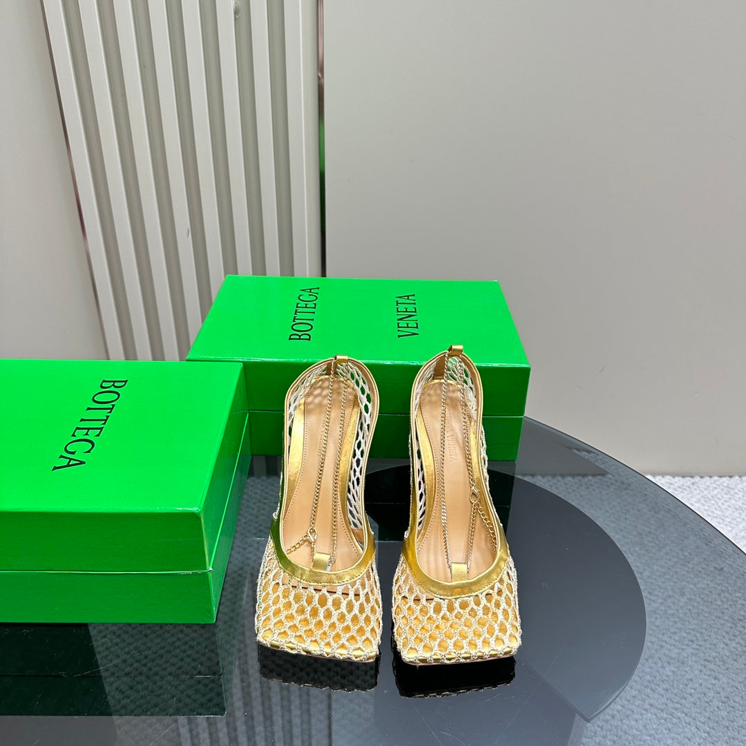 BV 26s High Pump 9cm Gold Metallize Mesh Leather