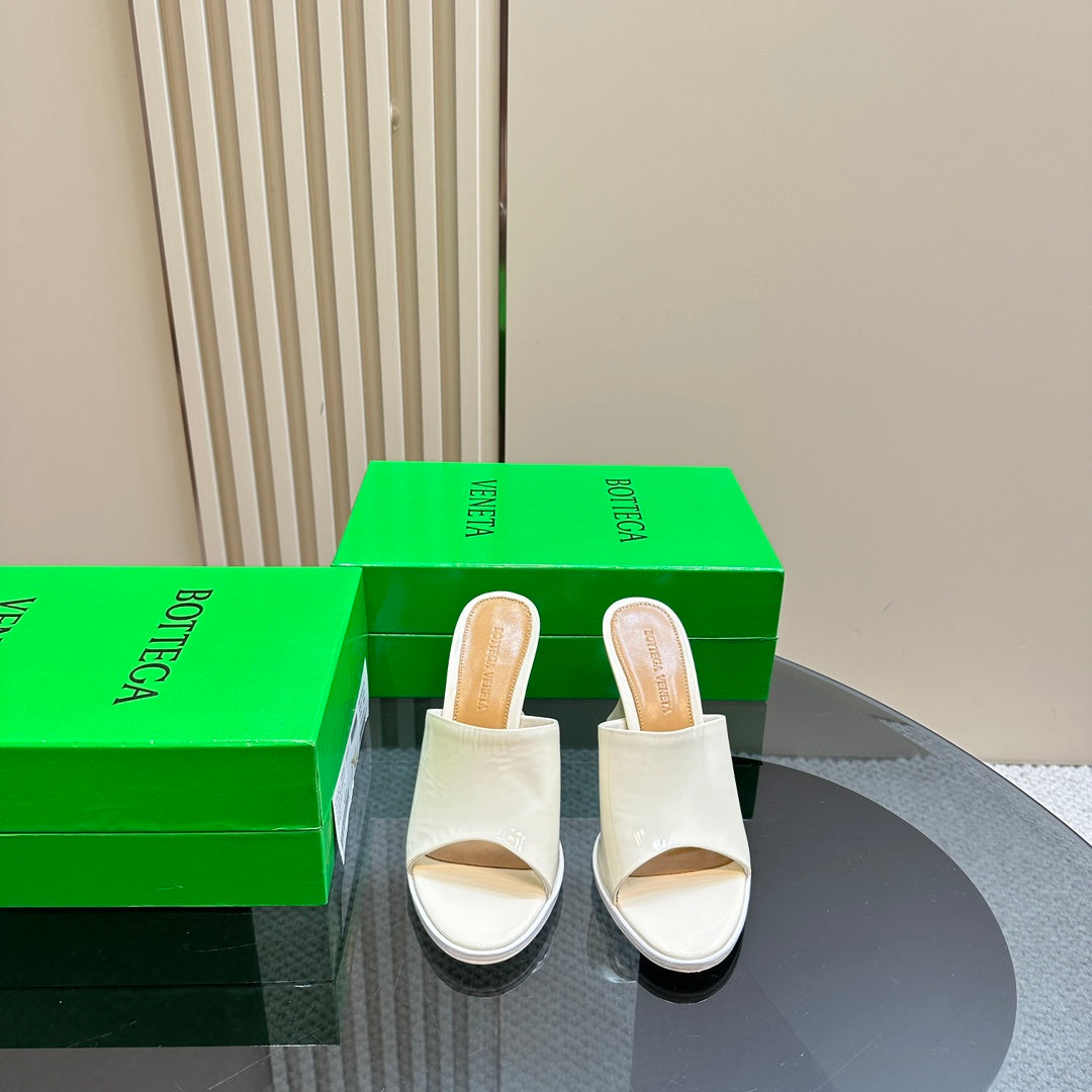 BV 26s High Mule 9.5cm White Calfskin