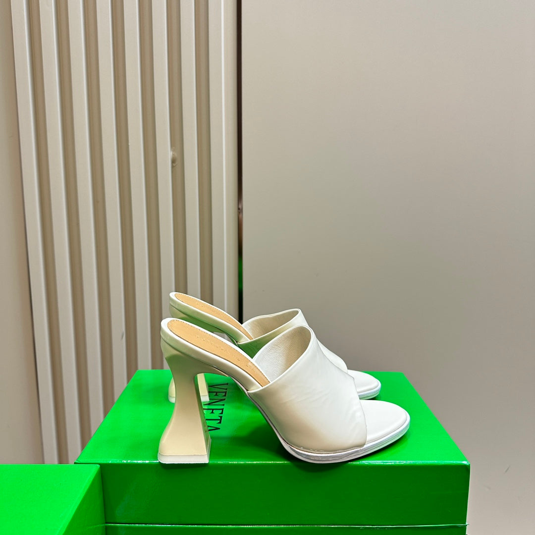 BV 26s High Mule 9.5cm White Calfskin