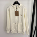 Burberry 25 Zipper-Up Hooded Knit Cardigan Off-white Wool