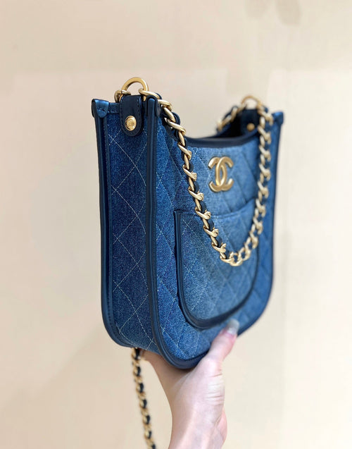 CC 24S AS4532 Shoulder Bag 22cm Blue Denim Light GHW