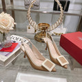 Belle Viv Metal Buckle Slingback Pumps 85 Camel Patent Leather