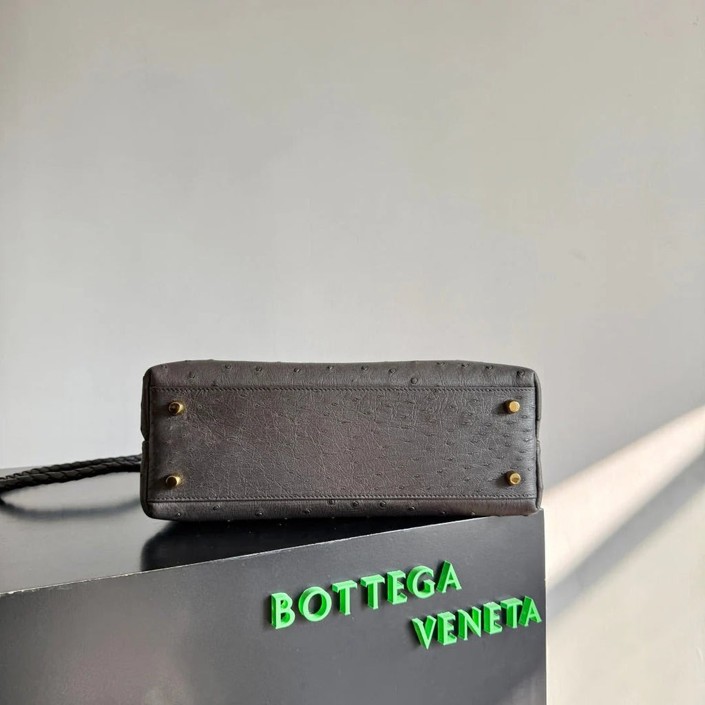 Bottega Veneta 2026 Andiamo Bag Dark Brown Ostrich Leather