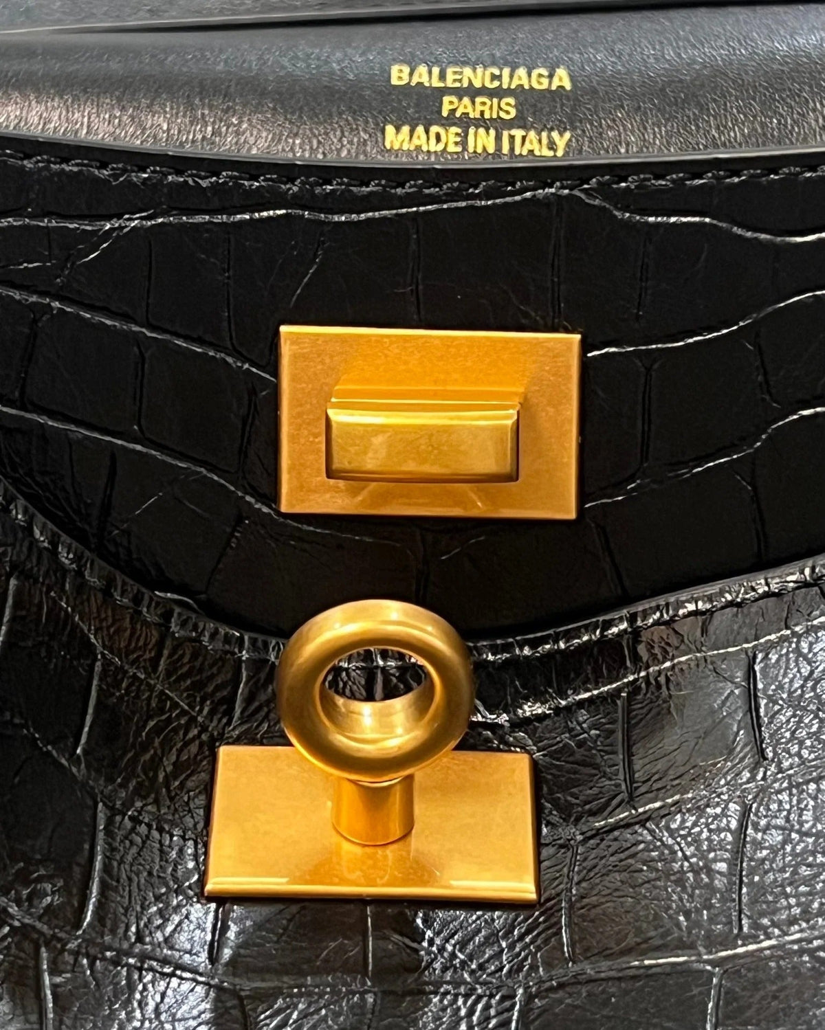 Balenciaga Large Rodeo Bag 40 Black Crocodile Skin Gold Hardware