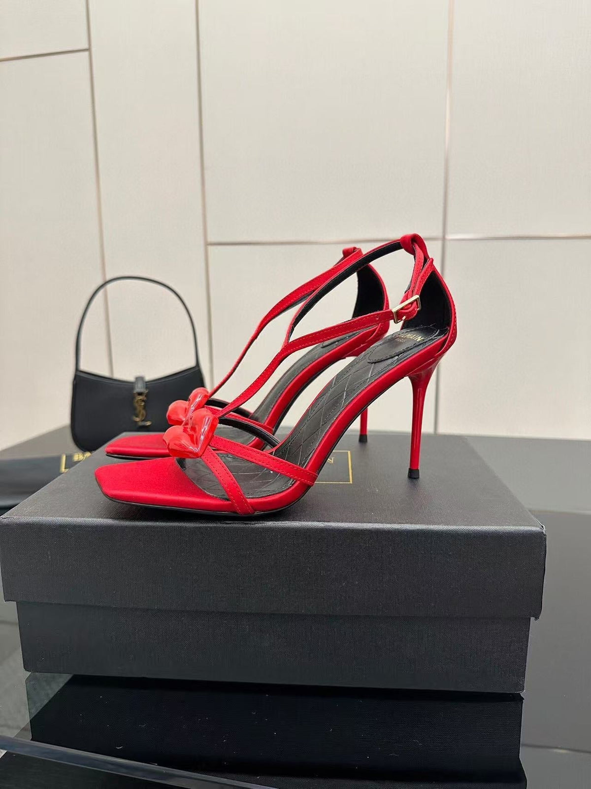 Balmain Lips 105MM Sandals Red Leather