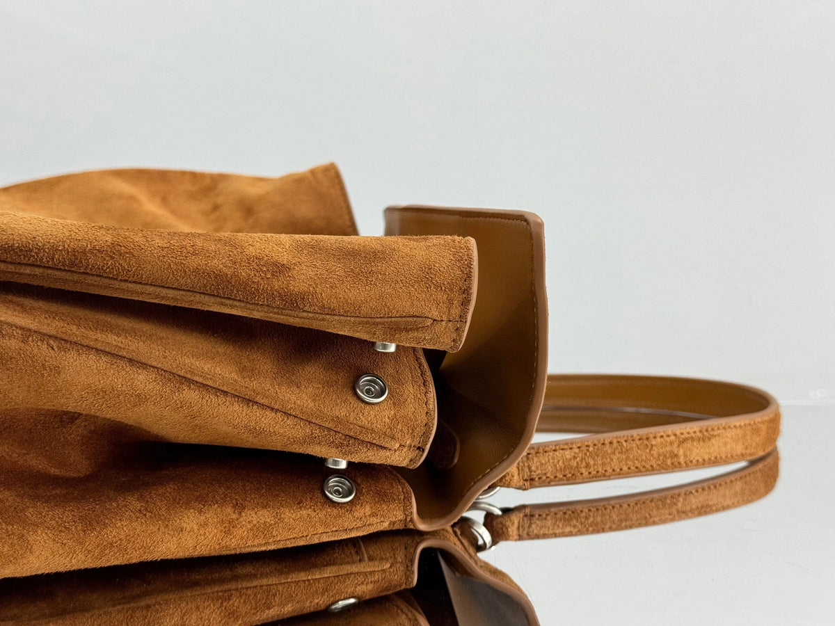 Balenciaga Medium Bag 35 Camel Brown Suede Sliver Hardware