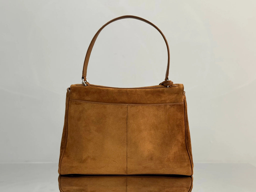 Balenciaga Medium Bag 35 Camel Brown Suede Sliver Hardware
