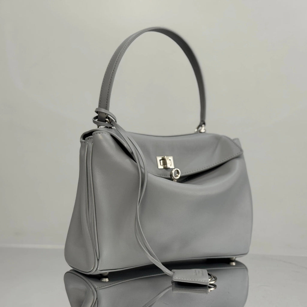 Balenciaga Medium Bag 35 Gray Calfskin Sliver Hardware